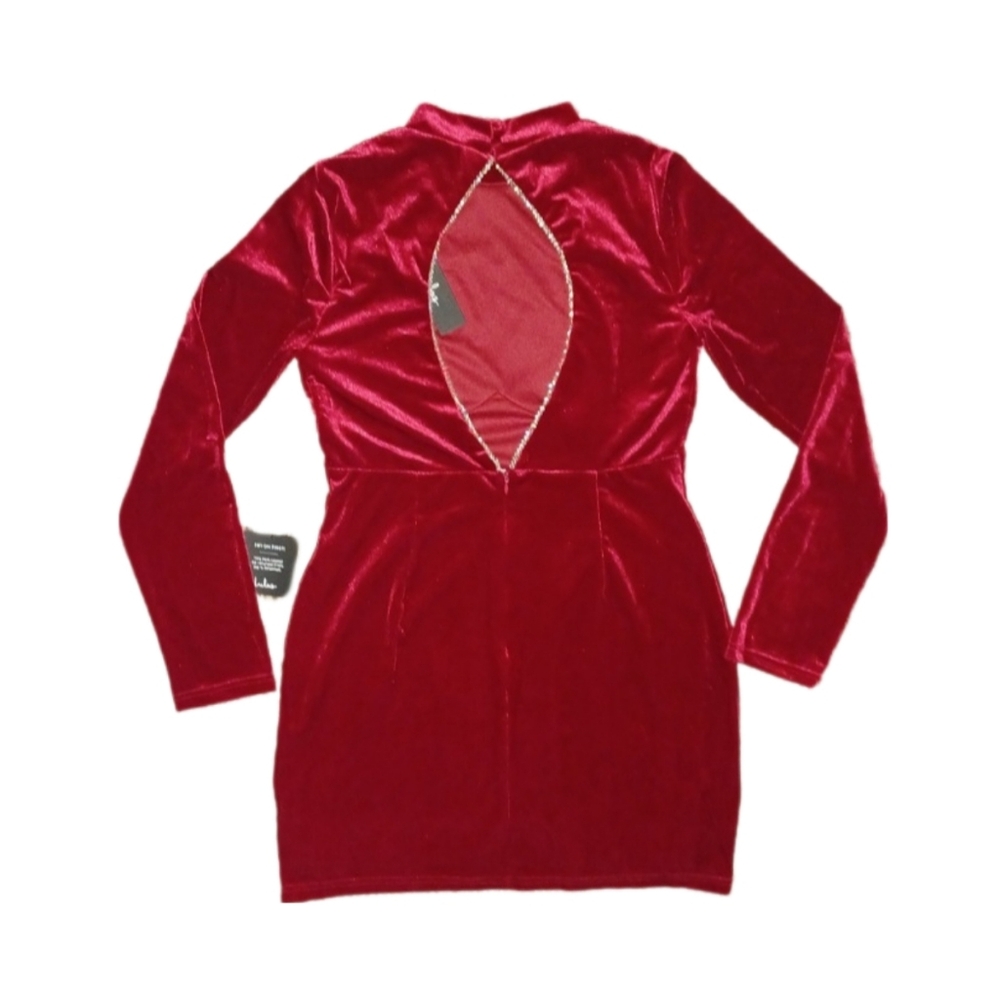 Lulus Red Velvet Cocktail Dress - Picture 4 of 5
